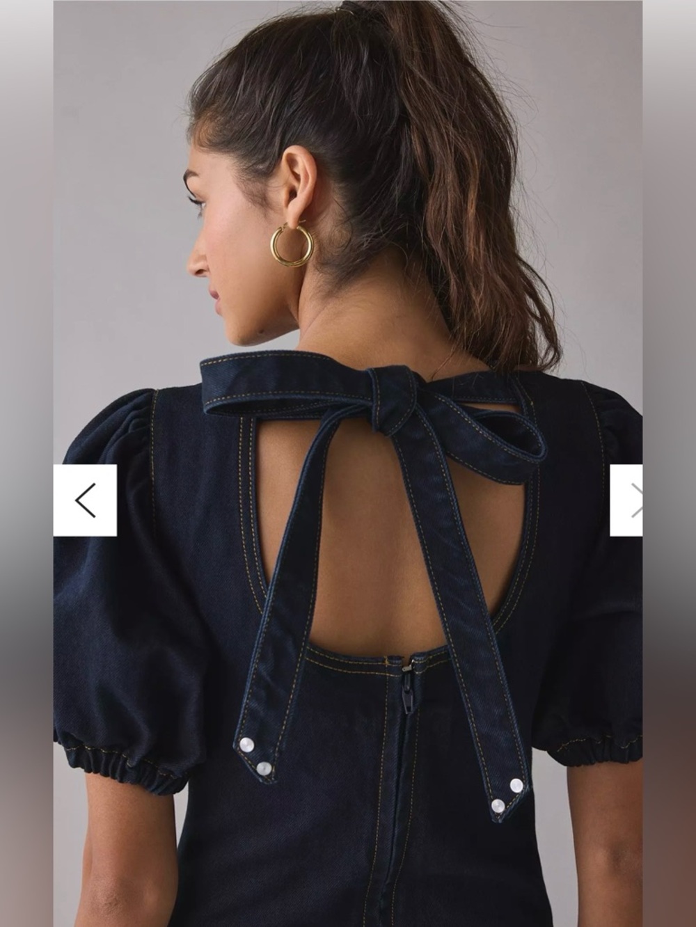 Daisy Street Annie Drop Waist Bow-Back Denim Maxi Dress - Indigo - US M/UK 10 - Picture 3 of 8